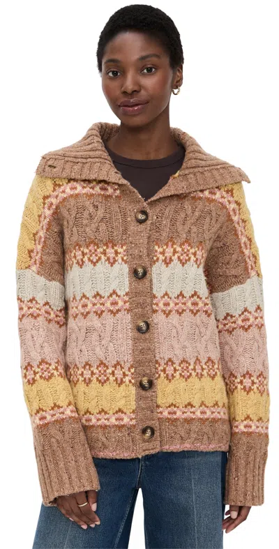 Faherty Highland Fairisle Cardigan Lakeside Fair Isle Haze In Multi