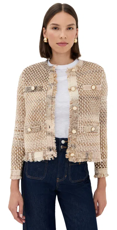 Veronica Beard Womens Desert Khaki Multi Sariyah Fringed-trims Cotton-blend Jacket In White