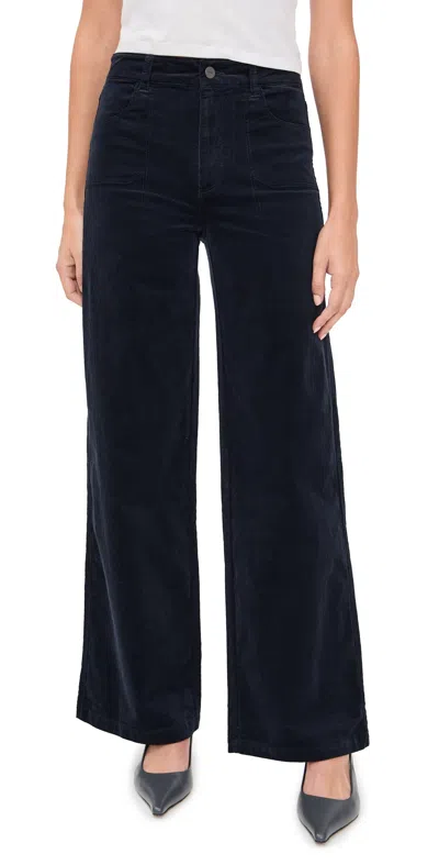 Paige Anessa Corduroy Jeans 31 With Stitch Utility Pockets Navy In Black