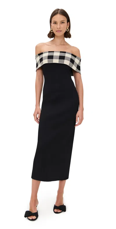 Posse Womens Heritage Plaid Pippa Off-shoulder Knit Midi Dress In Multi