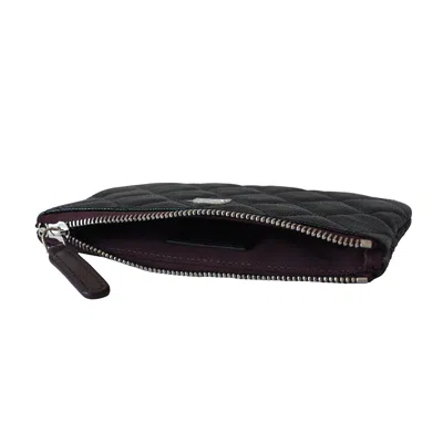 Pre-owned Chanel Cc Caviar Quilted Cf Zipped Pouch Case Black