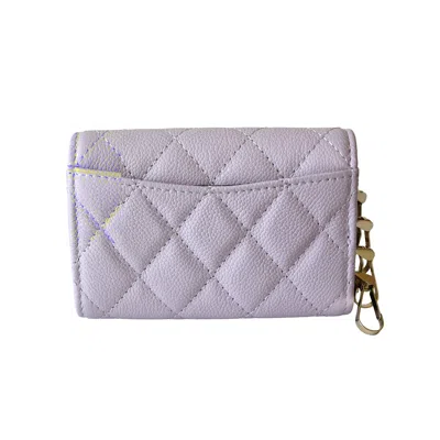 Pre-owned Chanel Cc Caviar Quilted Classic 4 Key Holder Wallet Light Purple