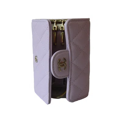 Pre-owned Chanel Cc Caviar Quilted Classic 4 Key Holder Wallet Light Purple