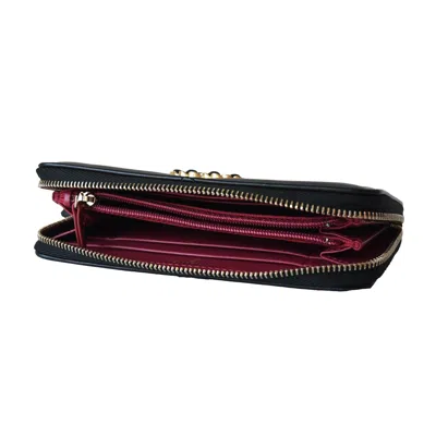 Pre-owned Chanel Cc Lambskin Quilted 19 Long Zipped Around Wallet Black
