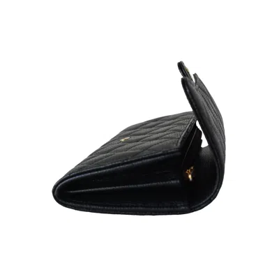 Pre-owned Chanel Cc Quilted Caviar Continental Large Gusset Flap Wallet Gold Hardware Black