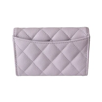 Pre-owned Chanel Cc Quilted Flap Card Holder Interlocking Wallet Light Purple