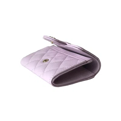 Pre-owned Chanel Cc Quilted Flap Card Holder Interlocking Wallet Light Purple