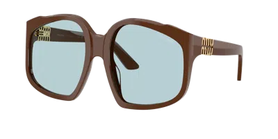 Miu Miu Womens Brown Mu A07s Irregular-frame Acetate Sunglasses In Brown