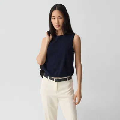 Theory Crewneck Shell Top In Cashmere In Blue