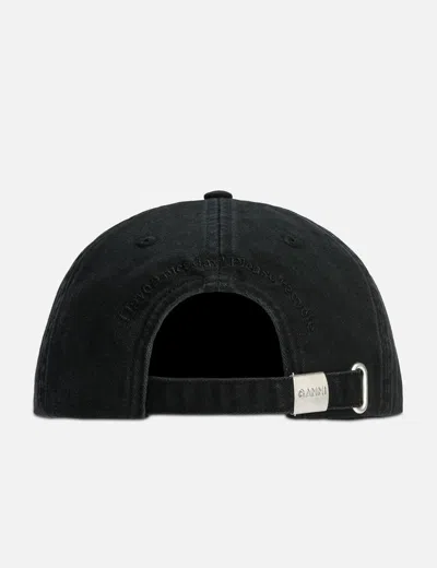 Ganni Womens Black Brand-embroidered Cotton-canvas Cap In Black