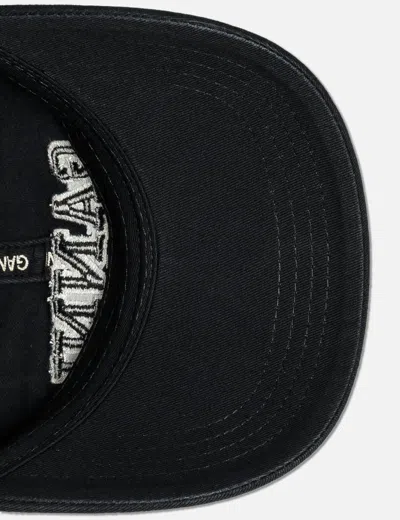 Ganni Womens Black Brand-embroidered Cotton-canvas Cap In Black