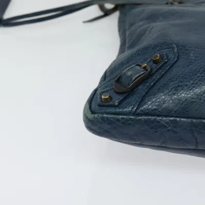 Pre-owned Balenciaga City Blue Leather Shoulder Bag ()