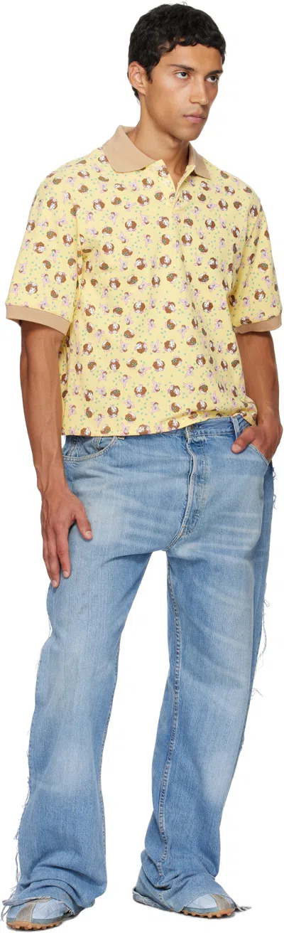 Ashley Williams Yellow Printed Polo In Yellow