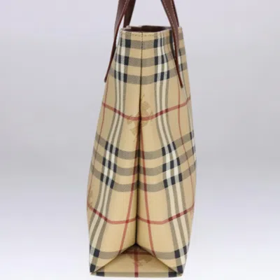 Pre-owned Burberry Haymarket Beige Leather Tote Bag ()