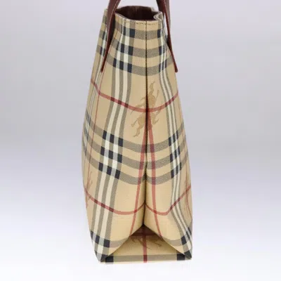 Pre-owned Burberry Haymarket Beige Leather Tote Bag ()