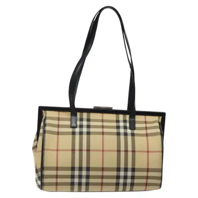 Pre-owned Burberry Nova Check Beige Canvas Shoulder Bag ()