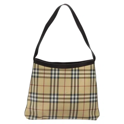 Pre-owned Burberry Nova Check Beige Canvas Shoulder Bag ()