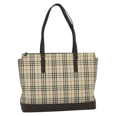 Pre-owned Burberry Nova Check Beige Canvas Tote Bag ()