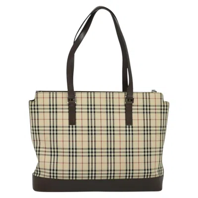 Pre-owned Burberry Nova Check Beige Canvas Tote Bag ()