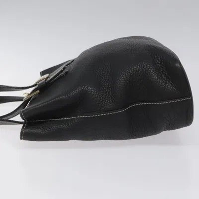 Pre-owned Burberry Nova Check Black Leather Tote Bag ()