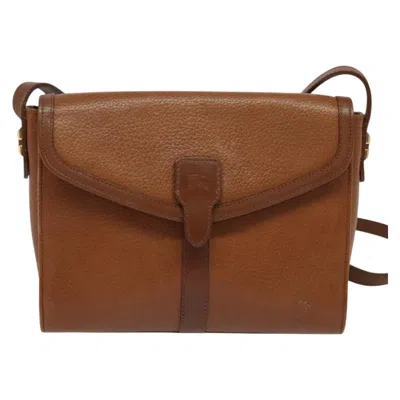 Pre-owned Burberry Nova Check Brown,gold Leather Shoulder Bag ()