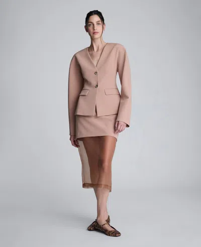 Kenneth Cole Luxe Twill Rounded Shoulder Jacket In Pink