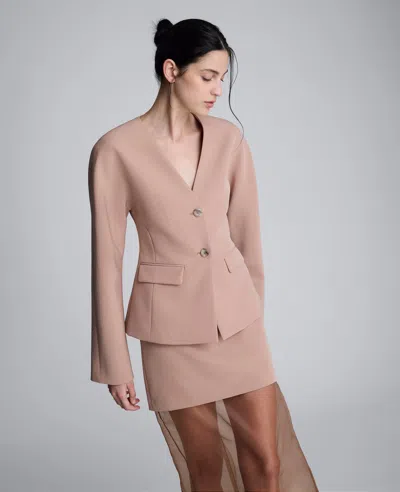 Kenneth Cole Luxe Twill Rounded Shoulder Jacket In Pink