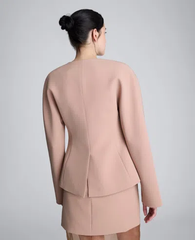 Kenneth Cole Luxe Twill Rounded Shoulder Jacket In Pink
