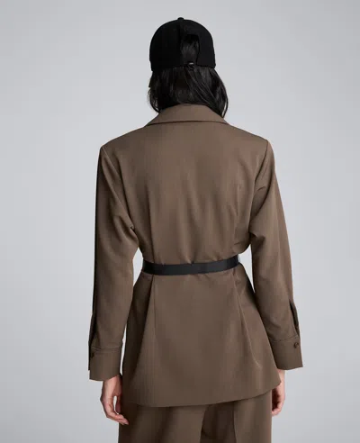 Kenneth Cole Melange Three Button Belted Soft Jacket In Brown