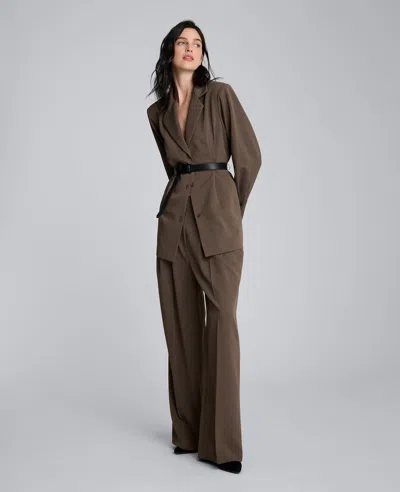 Kenneth Cole Melange Three Button Belted Soft Jacket In Brown
