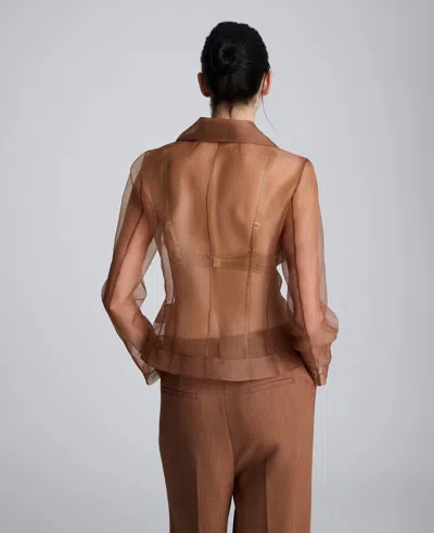 Kenneth Cole Transparent Notch Jacket With Flap Pockets In Brown