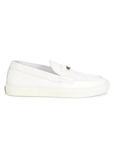 Roberto Cavalli Men's Textured Leather Bit Loafers In White