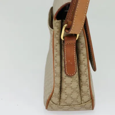 Pre-owned Celine Céline Macadam Beige Canvas, Leather Shoulder Bag ()