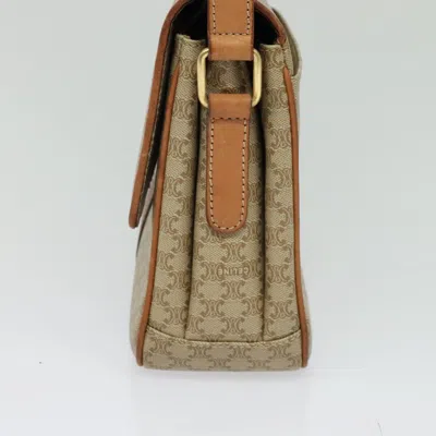 Pre-owned Celine Céline Macadam Beige Canvas, Leather Shoulder Bag ()