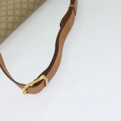 Pre-owned Celine Céline Macadam Beige Canvas, Leather Shoulder Bag ()