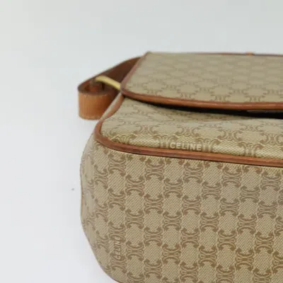 Pre-owned Celine Céline Macadam Beige Canvas, Leather Shoulder Bag ()