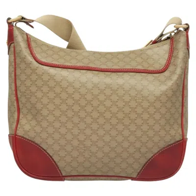 Pre-owned Celine Céline Macadam Beige, Brown Canvas, Leather Shoulder Bag ()