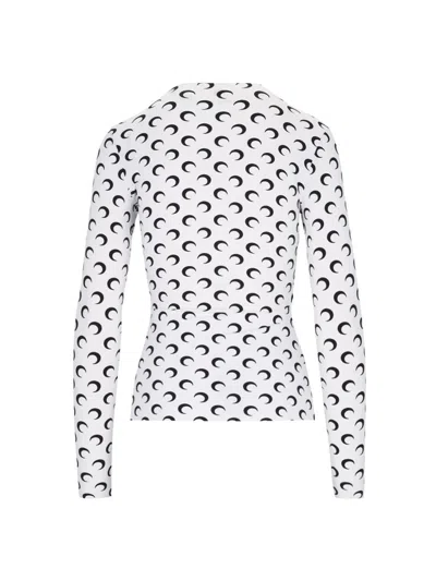 Marine Serre Second Skin Moon Crewneck Top In White