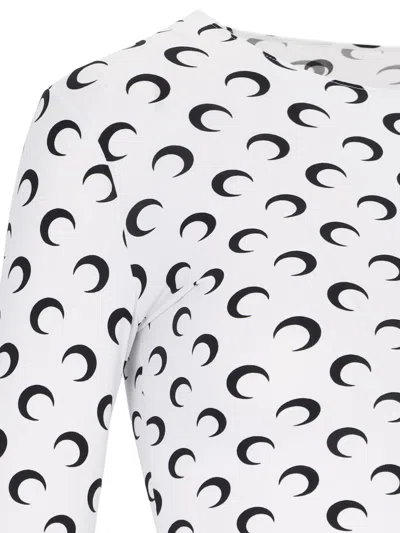 Marine Serre Second Skin Moon Crewneck Top In White