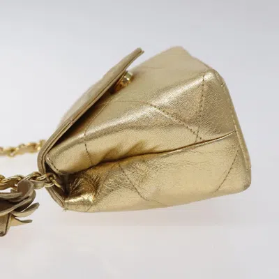 Pre-owned Chanel Camellia Gold Leather Shoulder Bag ()