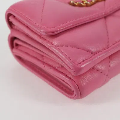 Pre-owned Chanel 19 Pink Leather Wallet  ()