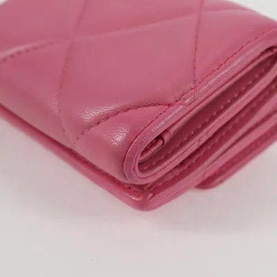 Pre-owned Chanel 19 Pink Leather Wallet  ()