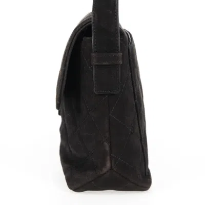 Pre-owned Chanel Flap Bag Black Suede Shoulder Bag ()
