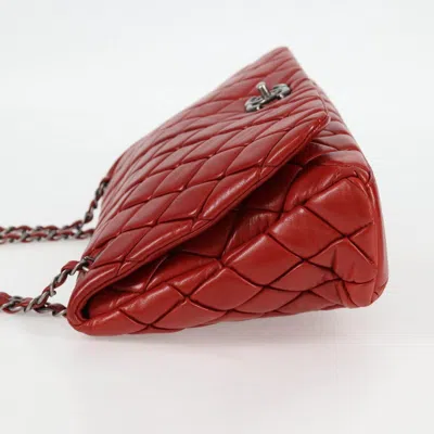 Pre-owned Chanel Flap Bag Red Leather Shoulder Bag ()