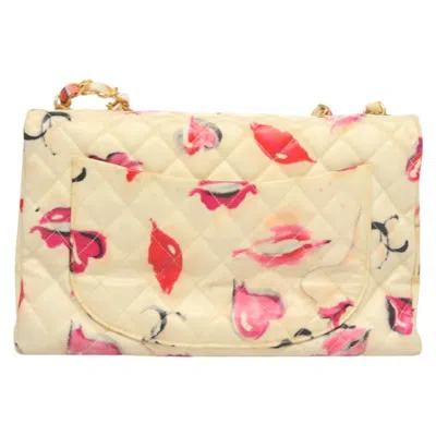 Pre-owned Chanel Flap Bag Ecru Vinyl Shoulder Bag ()