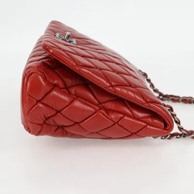Pre-owned Chanel Flap Bag Red Leather Shoulder Bag ()