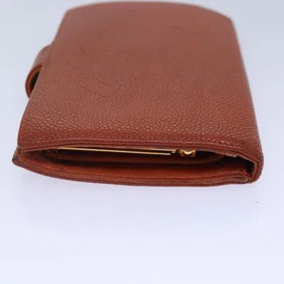 Pre-owned Chanel Porte Carte Orange Leather Wallet  ()