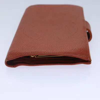 Pre-owned Chanel Porte Carte Orange Leather Wallet  ()