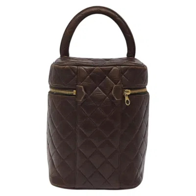 Pre-owned Chanel Vanity Brown Leather Clutch Bag ()