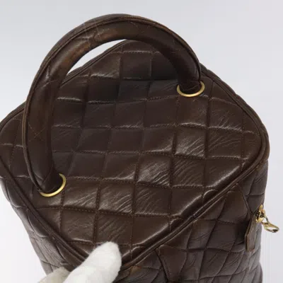 Pre-owned Chanel Vanity Brown Leather Clutch Bag ()